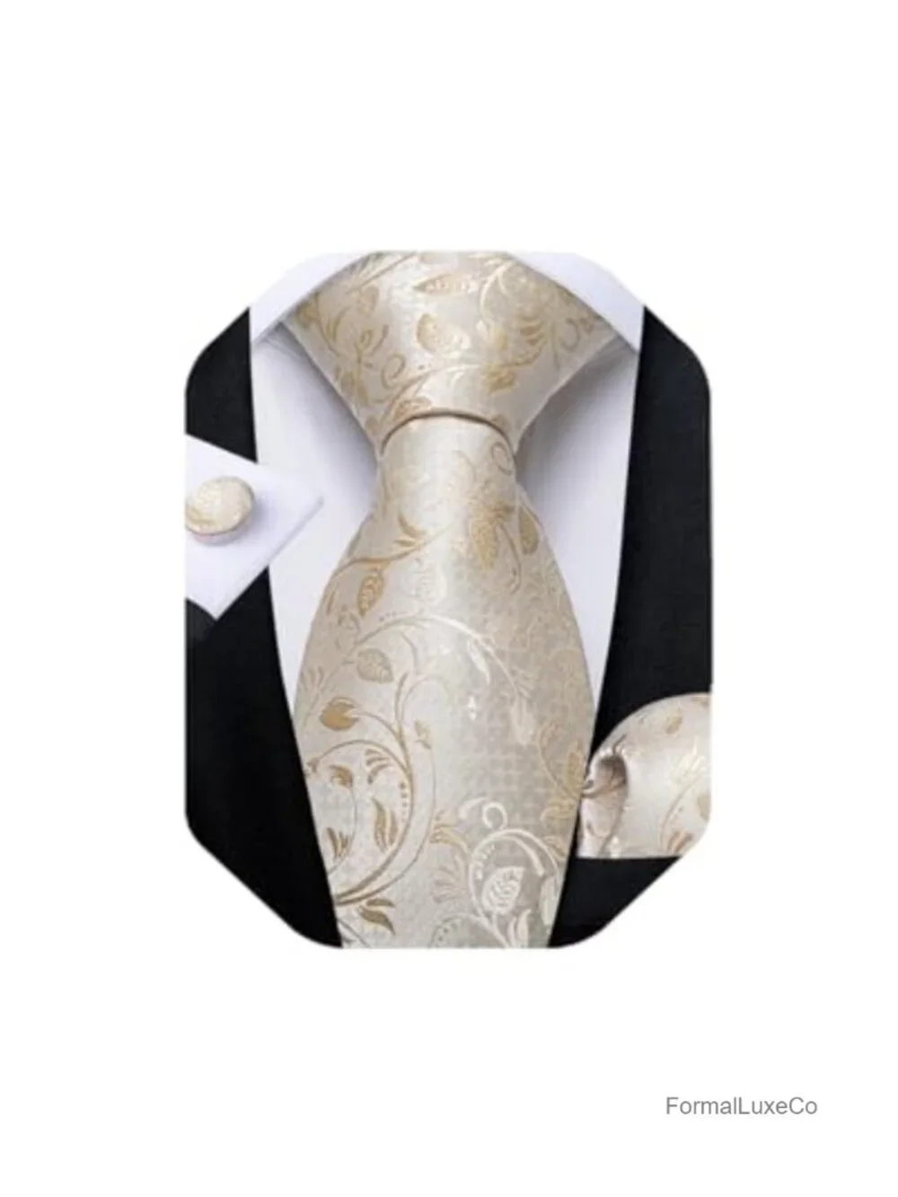 Silk Extra Long Tie Set with Pocket Square & Cufflinks